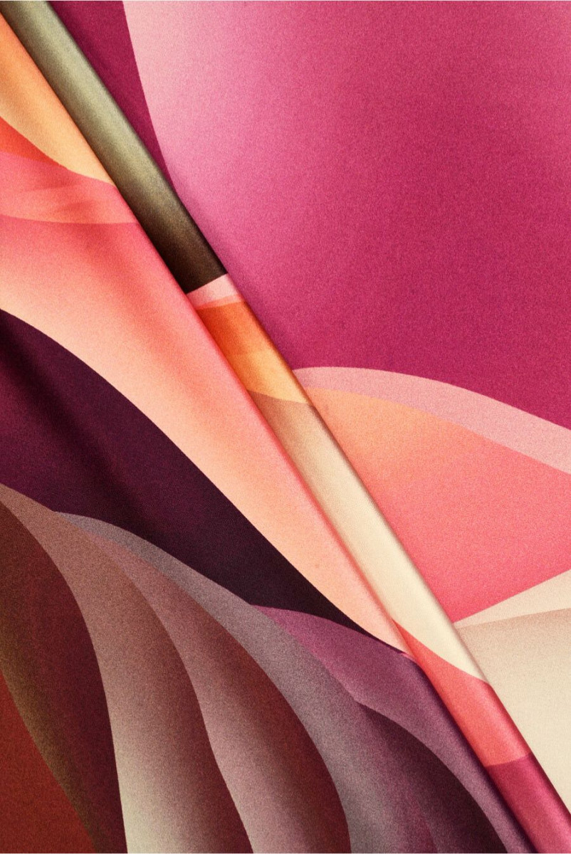 Silk satin big colorful waves