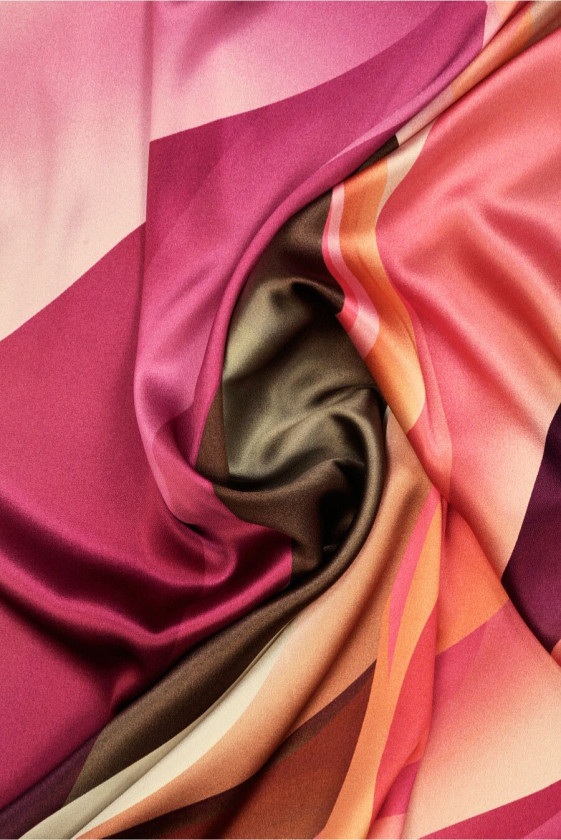 Seidensatin große bunte Wellen