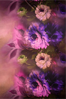 Silke Satin Store Malede Blomster