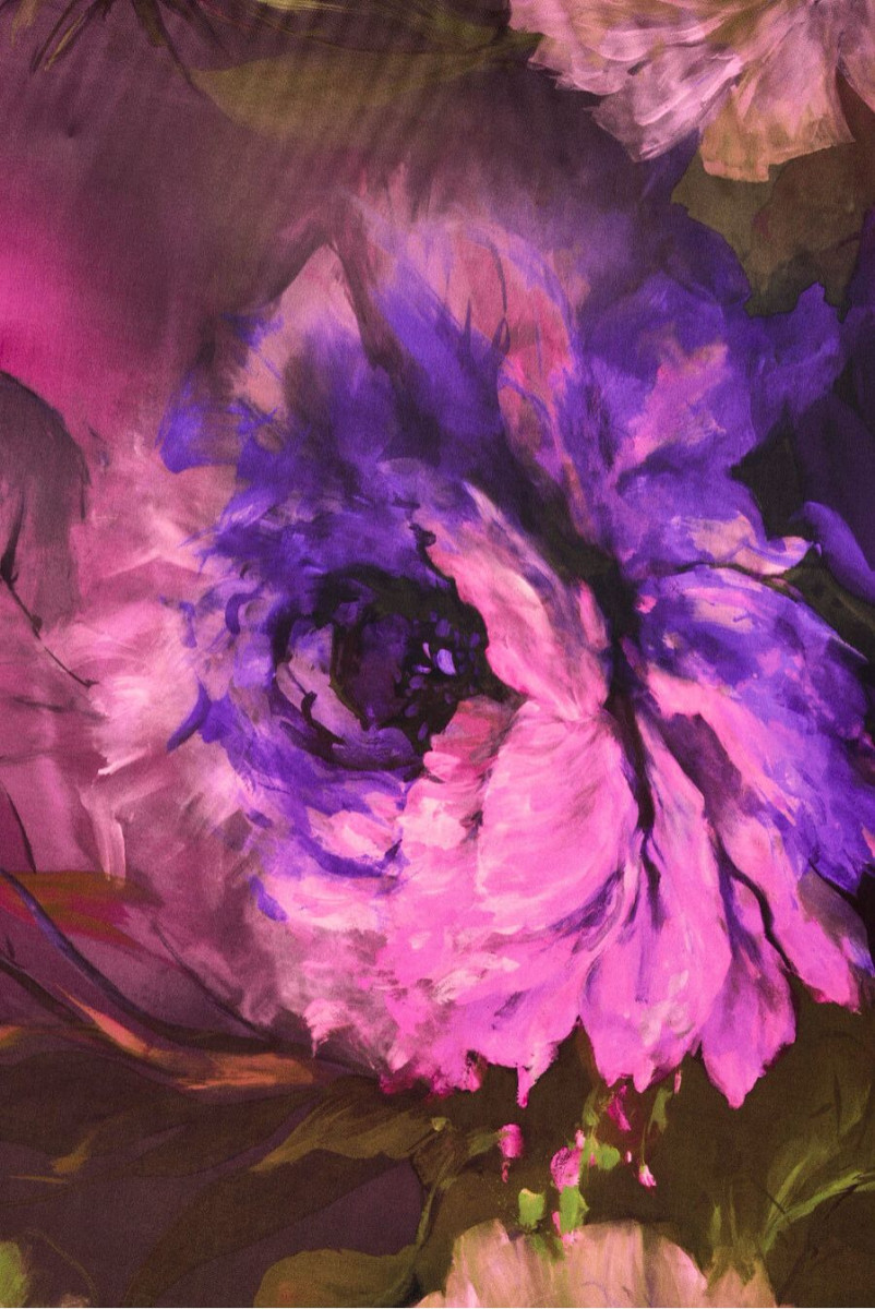 Seide Satin Große bemalte Blumen
