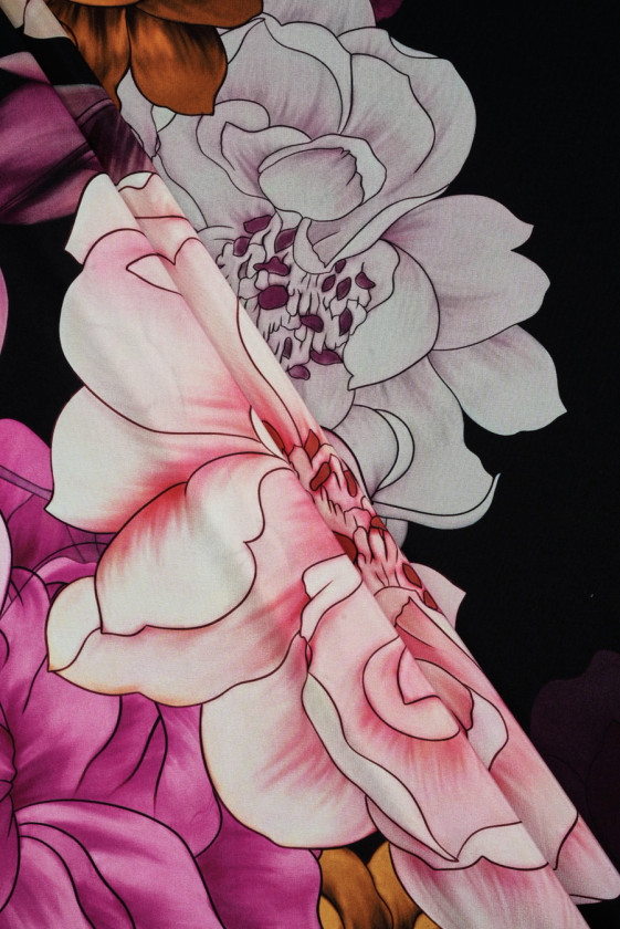 Crepe silk with flowers...
