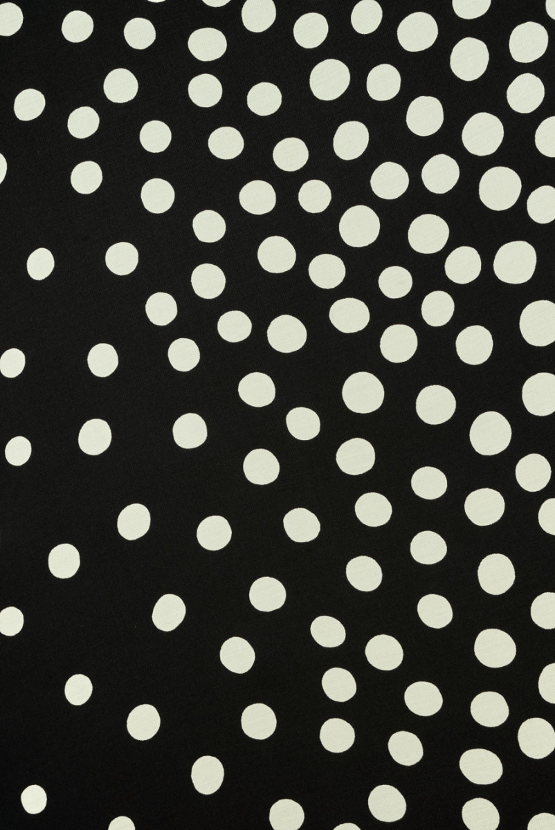 Schwarze Satin-Viskose mit Polka Dots
