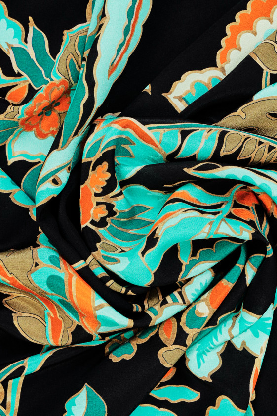 Crepe silk with flowers