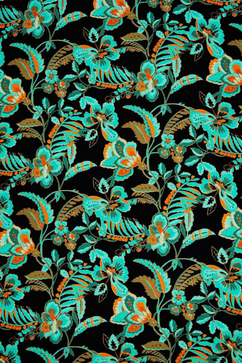 Crepe silk with flowers