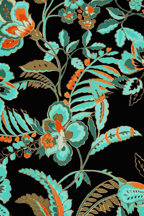 Crepe silke med blomster