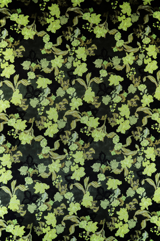 Silk Satin Green Flowers