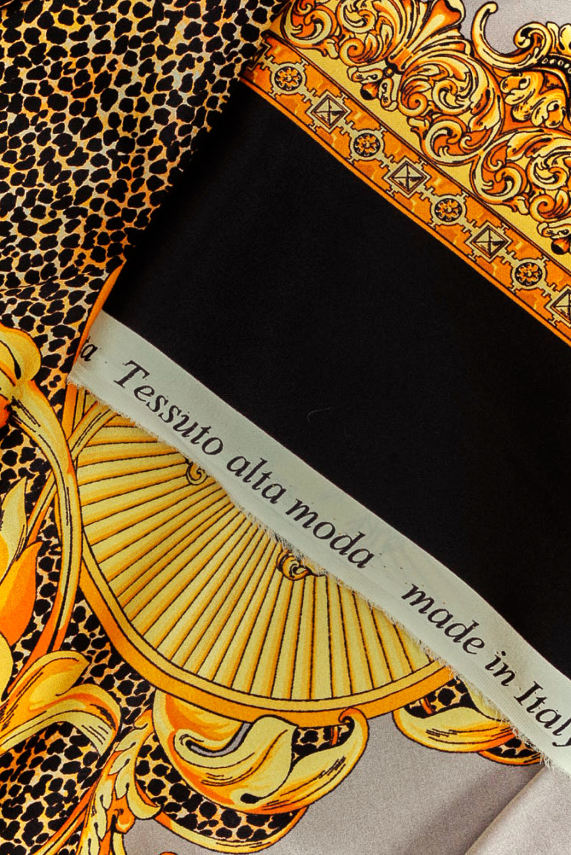 Zīda satīna zelta ornaments KUPONI