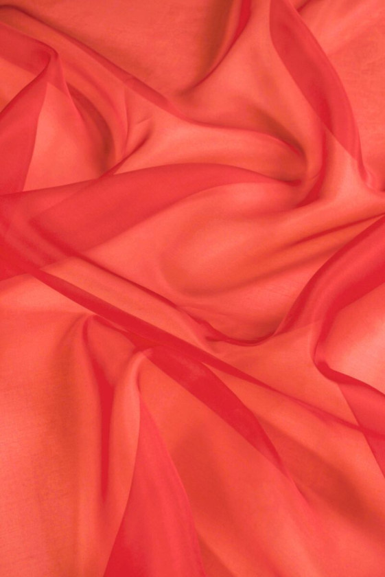 Organza jedwabna czerwona KUPON 90cm