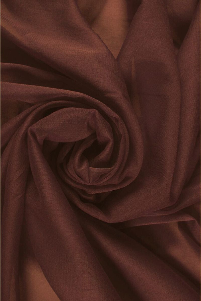 Vékony selyem georgette barna KOTUP, 140 cm