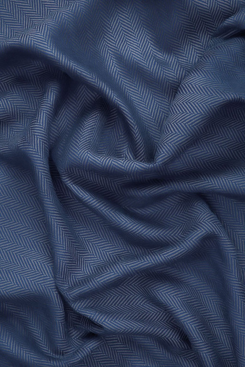 Cornflower-grey herringbone costume wool