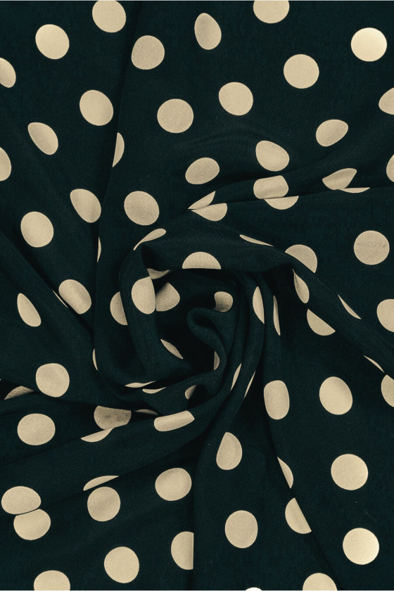 Silk crepe with beige polka dots
