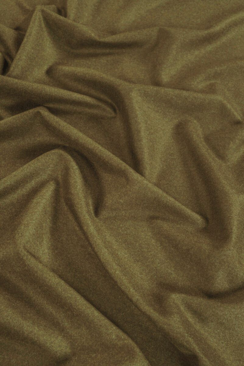 Laine avec Cachemire Olive Melange COUPON 100cm