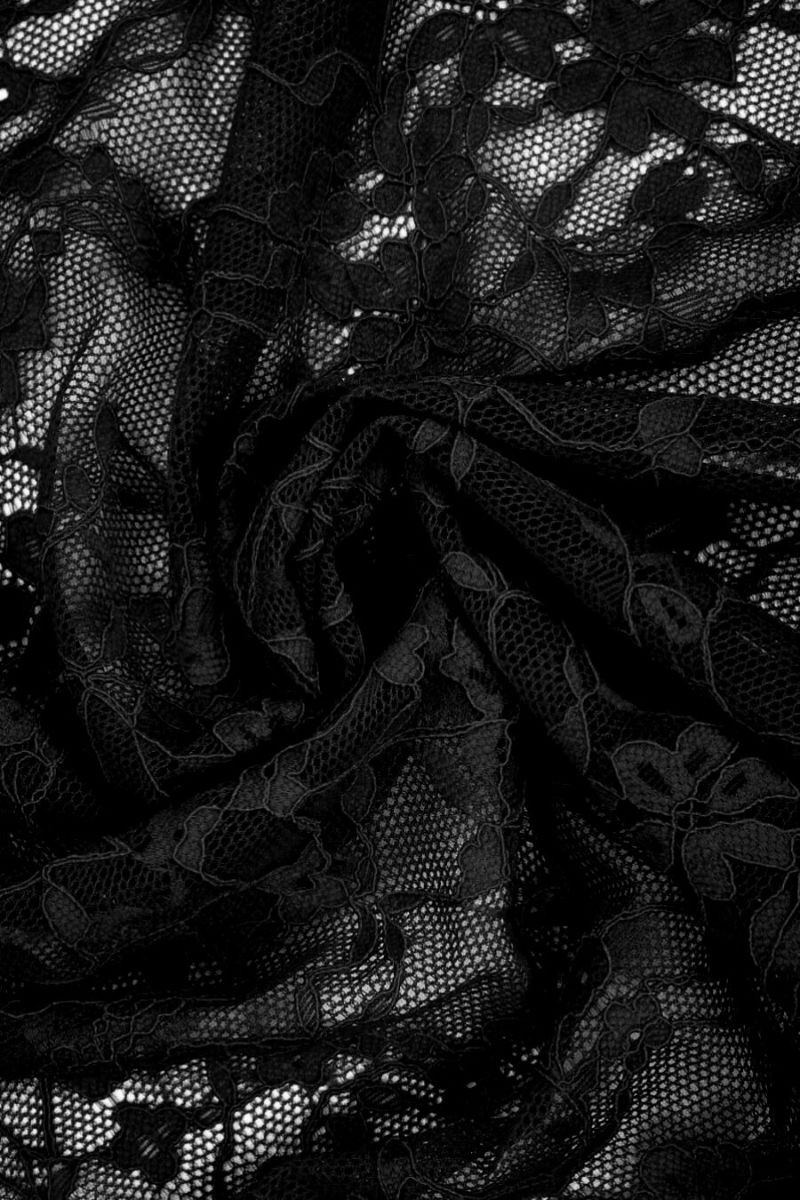 COUPON negro de encaje elástico 45cm