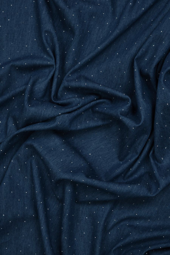 Dunne spijkerbroek met zirkonia marineblauw