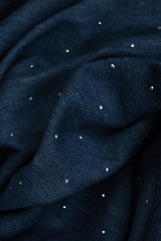 Tynde jeans med zirkonia marineblå