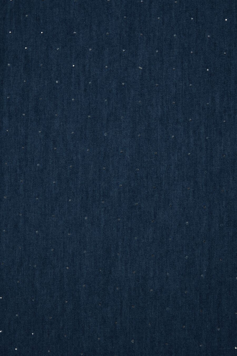 Dunne spijkerbroek met zirkonia marineblauw