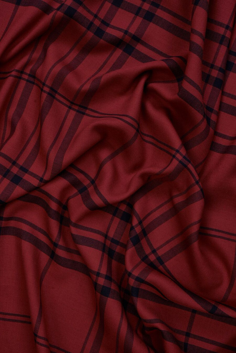 Dark red plaid wool