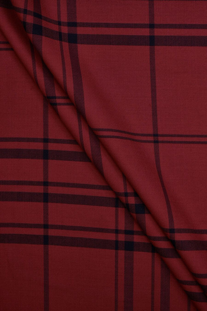 Dark red plaid wool