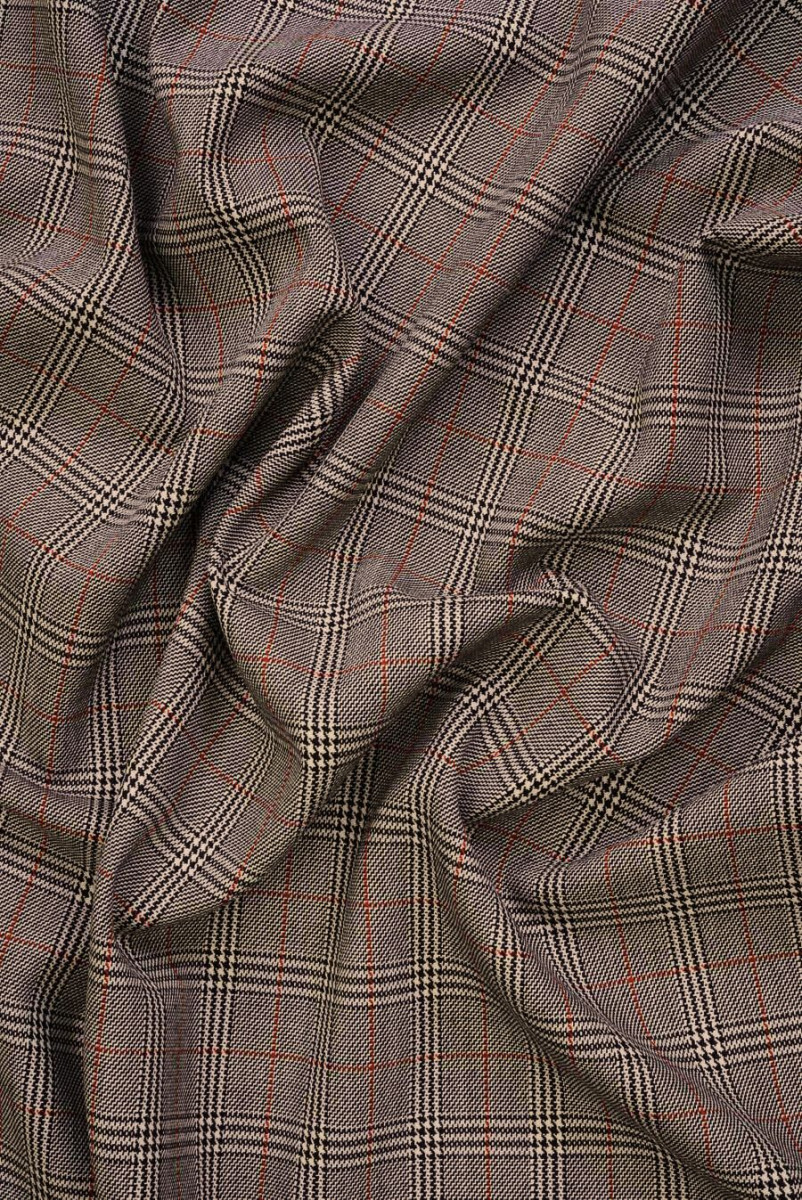 Checkered wool cream brown