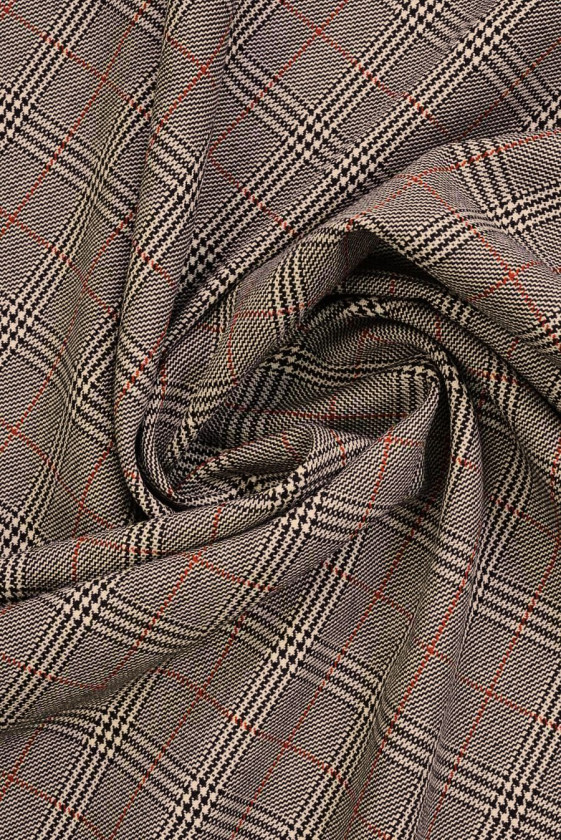 Cremefarbene braune Karowolle