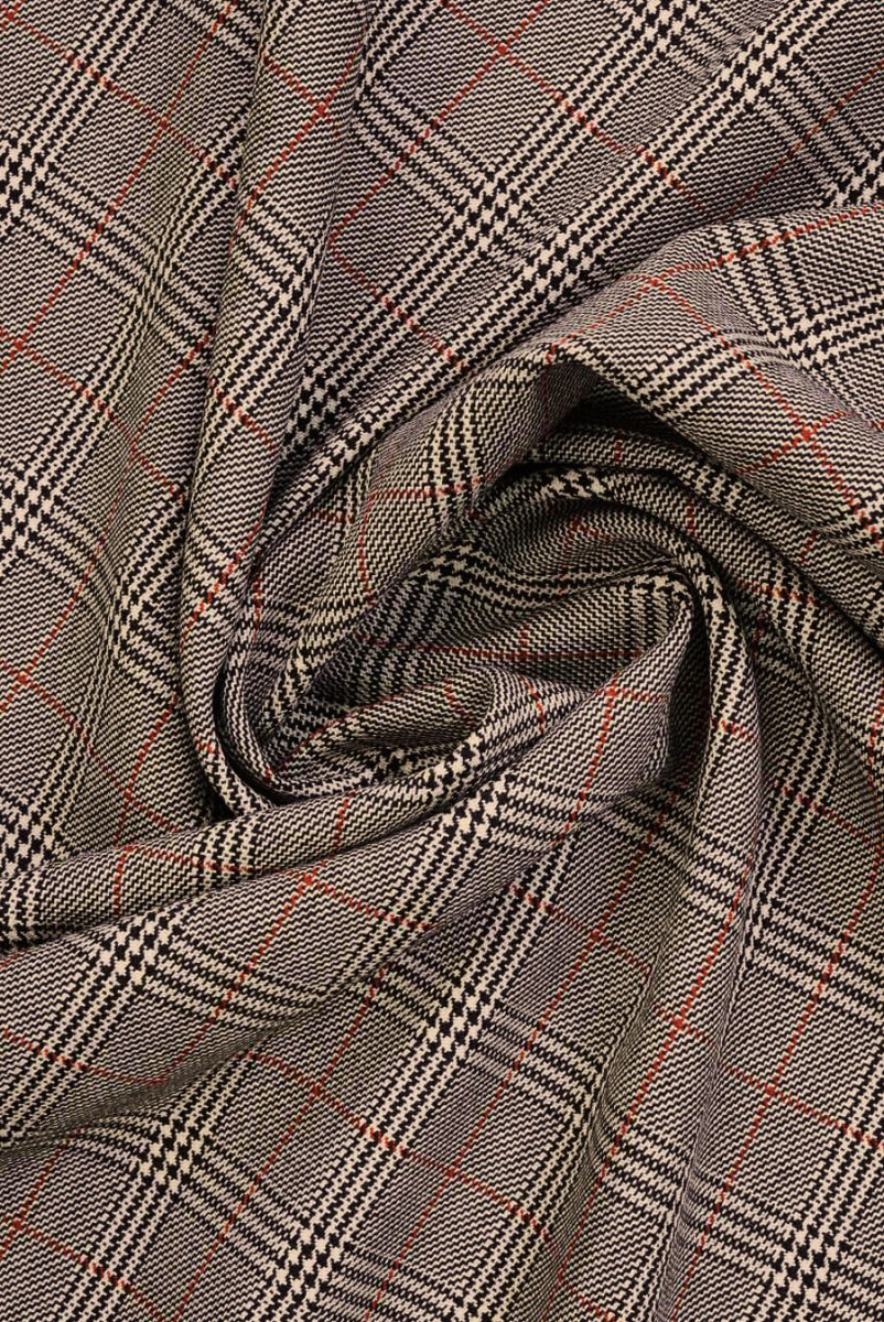 Checkered wool cream brown