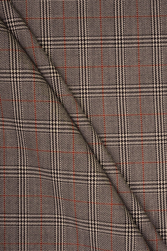 Checkered wool cream brown