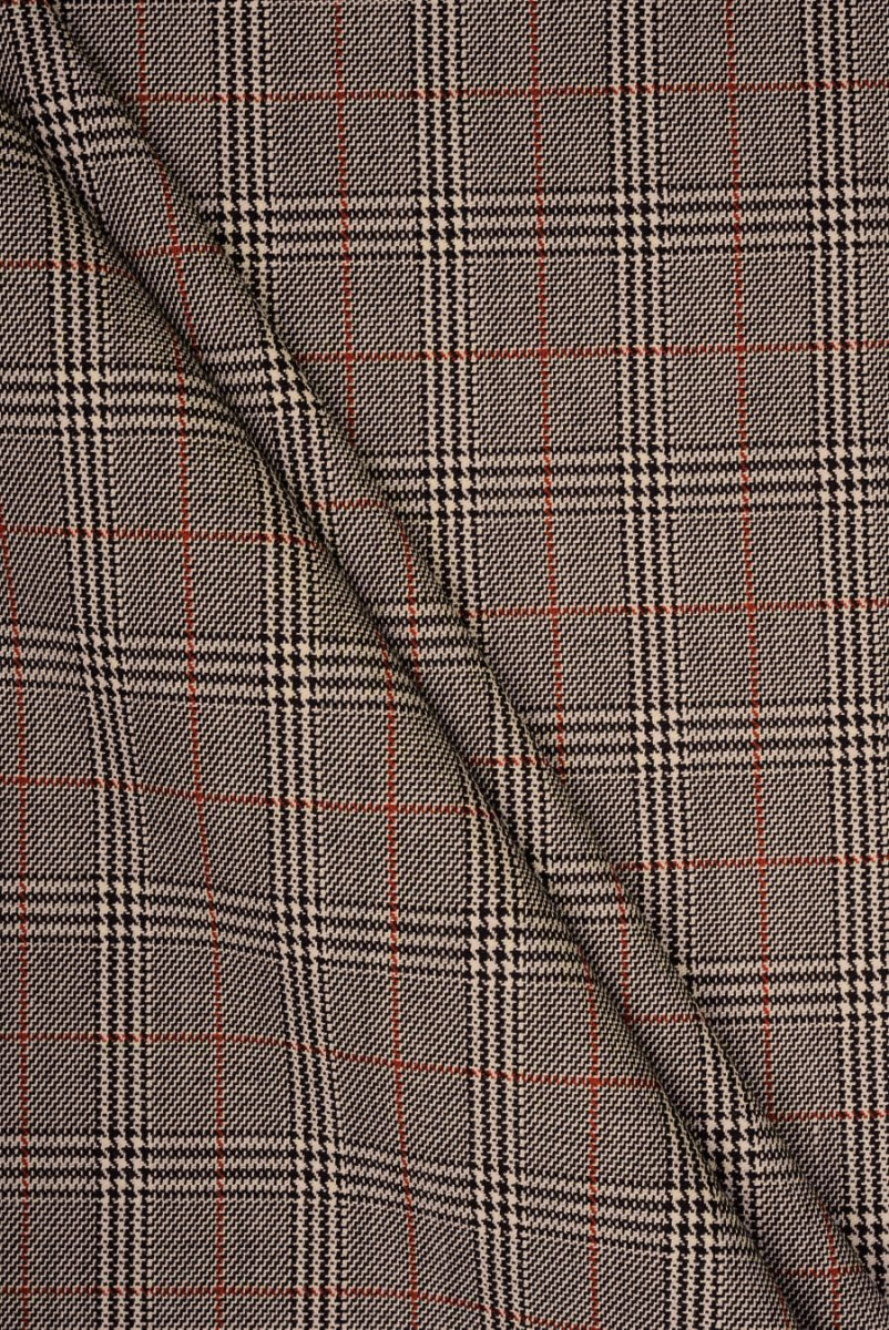 Checkered wool cream brown