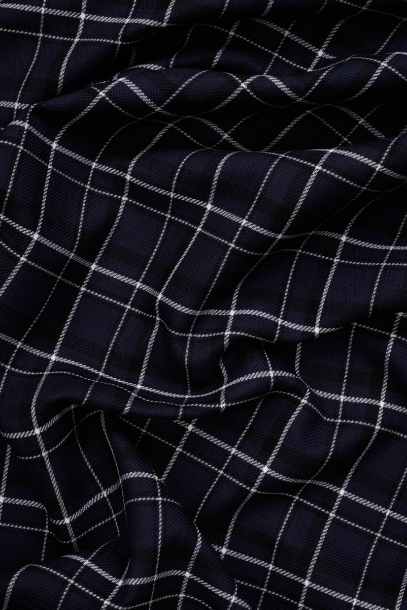 Wool navy blue double-sided check