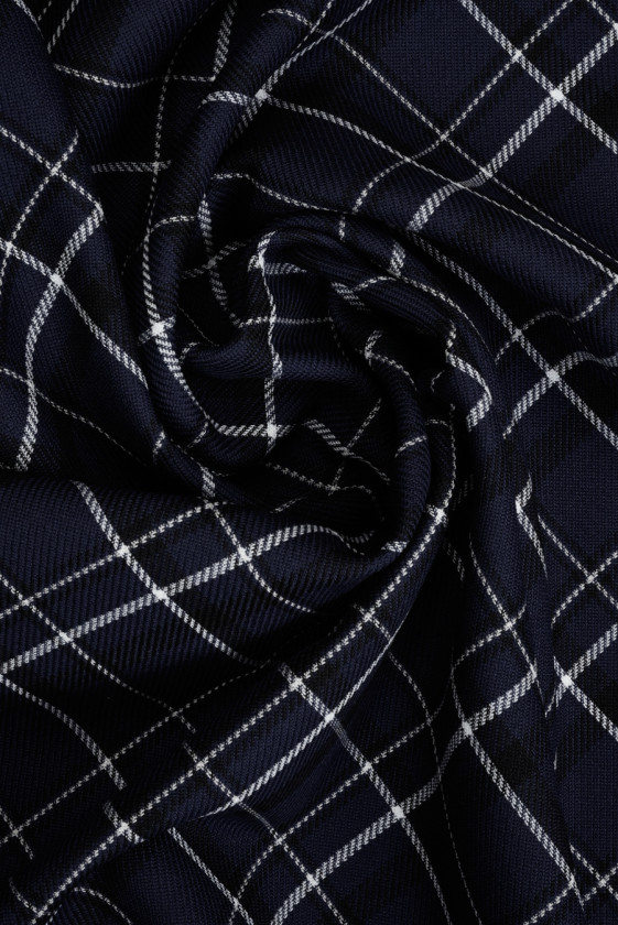 Quadri doppi fronti blu navy in lana