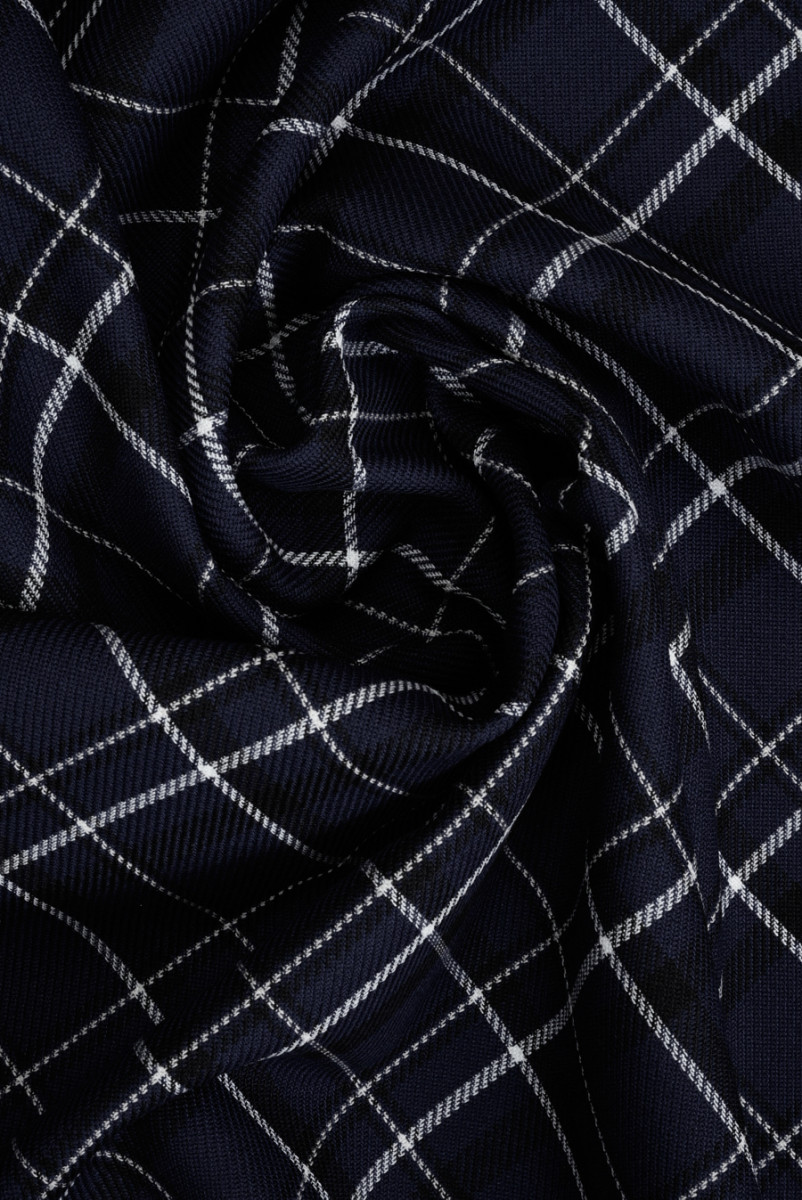 Quadri doppi fronti blu navy in lana