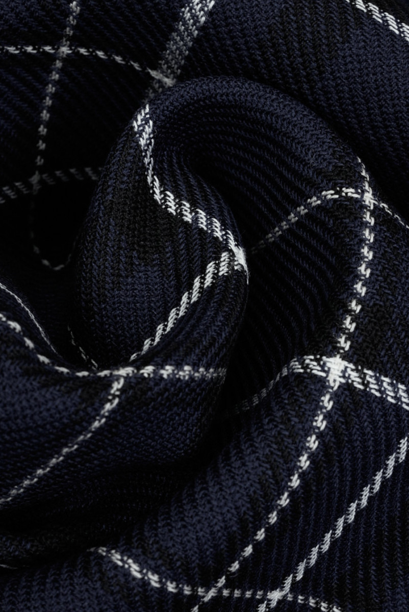 Wool navy blue double-sided check
