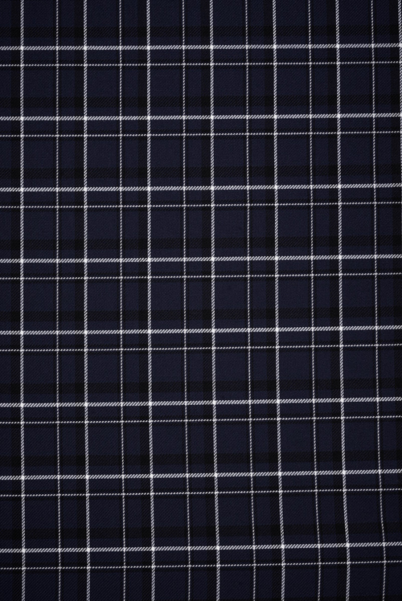 Wool navy blue double-sided check