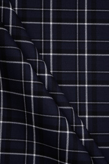 Wool navy blue double-sided check