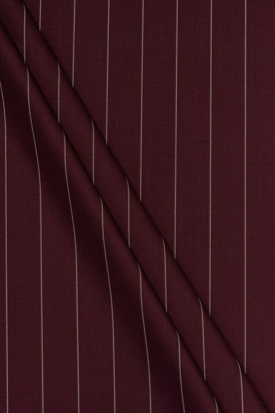 Laine de costume bordeaux rayée