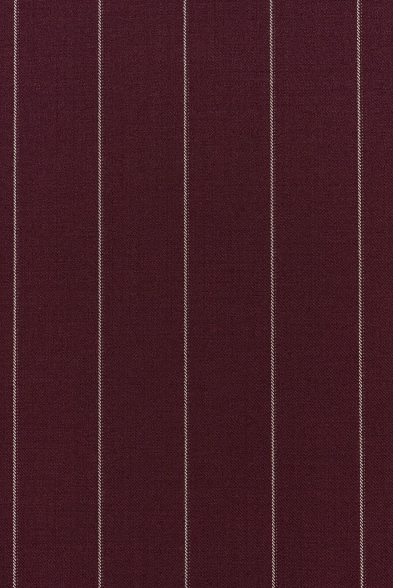 Laine de costume bordeaux rayée