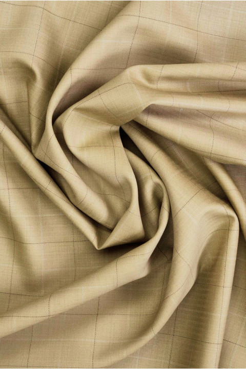 Kostümwoll, beige Karo, kariert