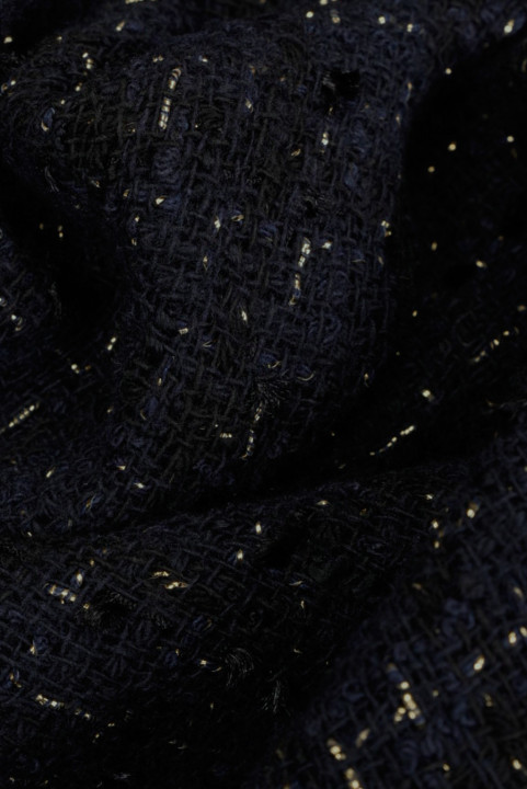 Chanel Navy Blue Fabric With Gold