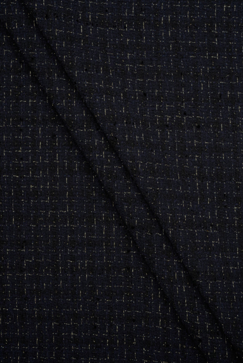 Tessuto Chanel blu navy con oro