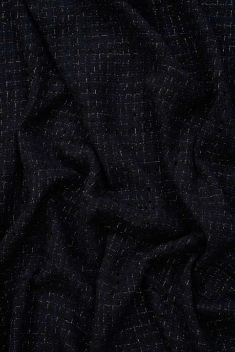 Chanel Navy Blue Fabric With Gold