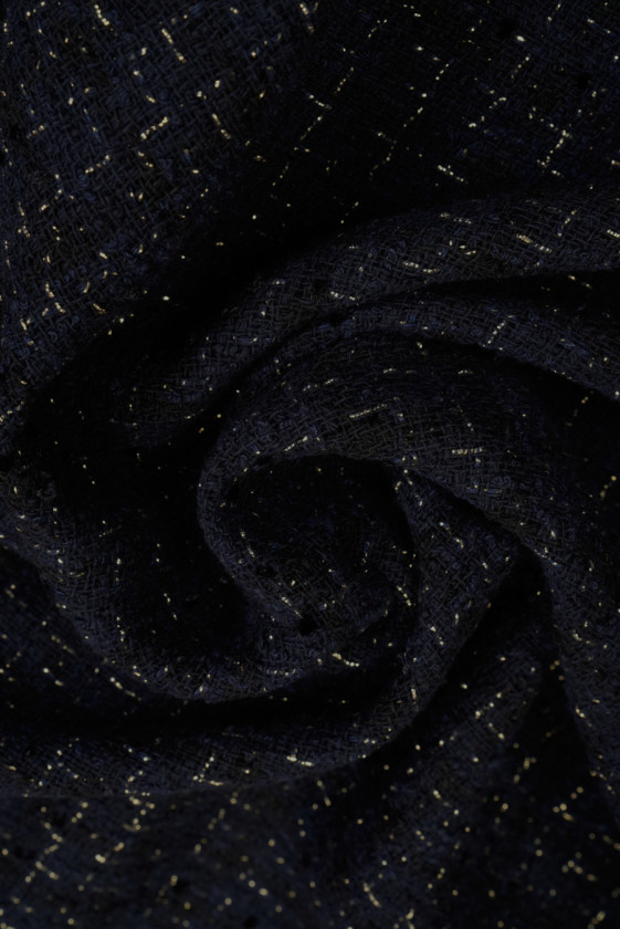 Chanel Navy Blue Fabric With Gold