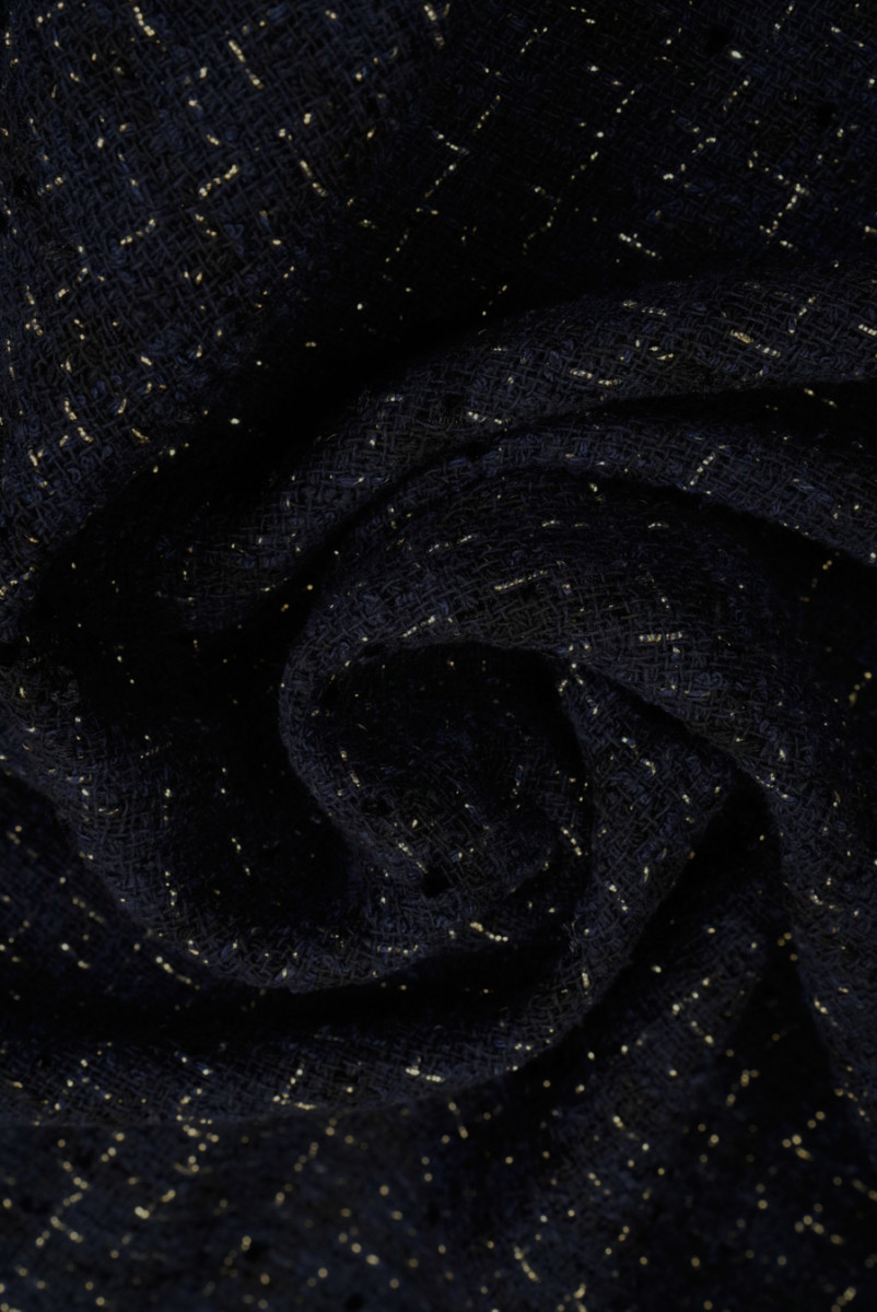 Tessuto Chanel blu navy con oro