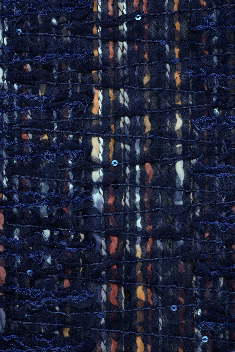 Tissu bleu marine Chanel avec sequins