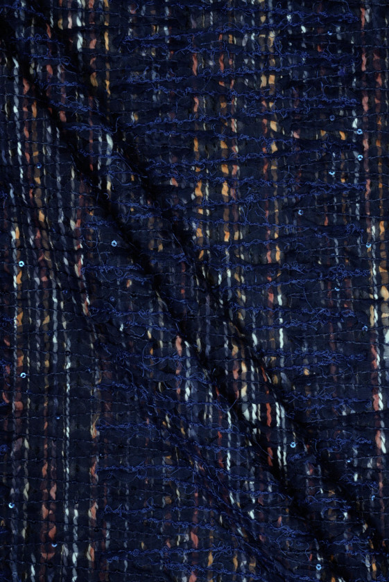 Material Chanel albastru marin cu paiete