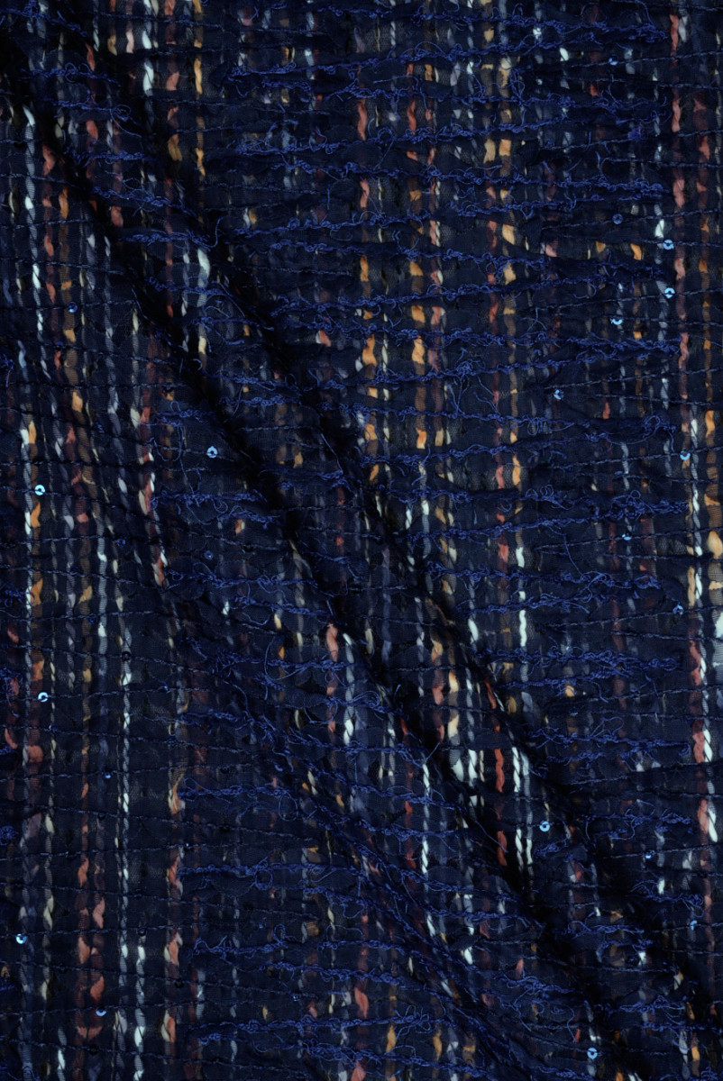 Chanel Marineblauer Stoff mit Pailletten