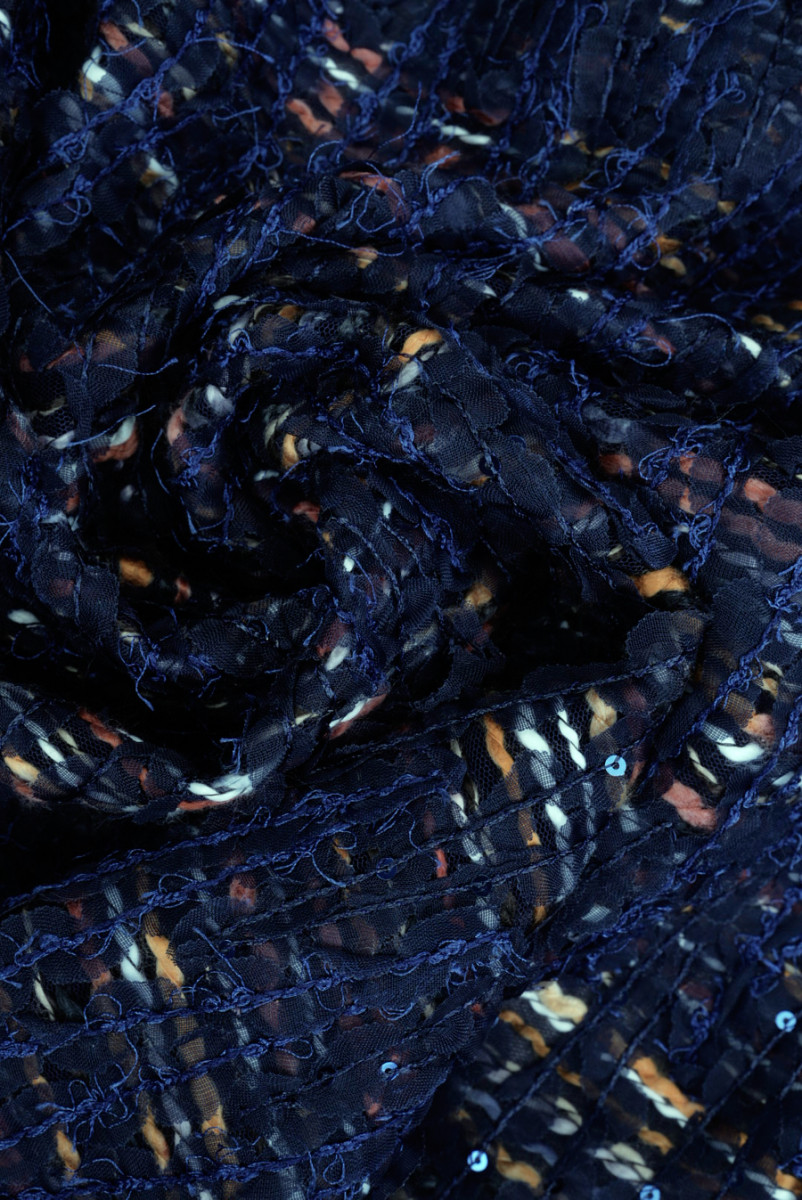 Tissu bleu marine Chanel avec sequins