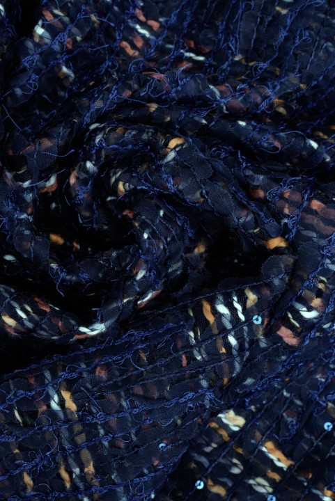 Tela azul marino de Chanel con lentejuelas