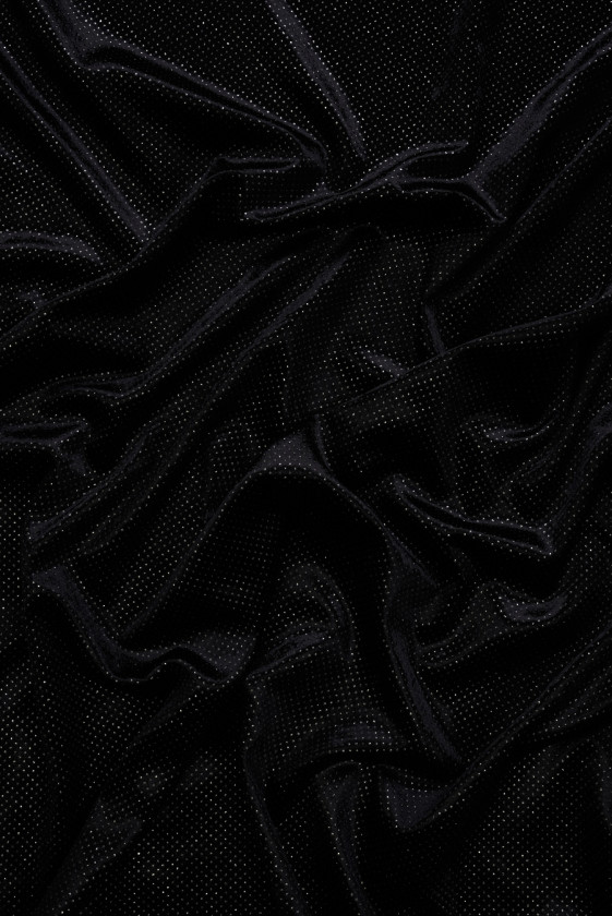 Velluto nero lucide a puntini