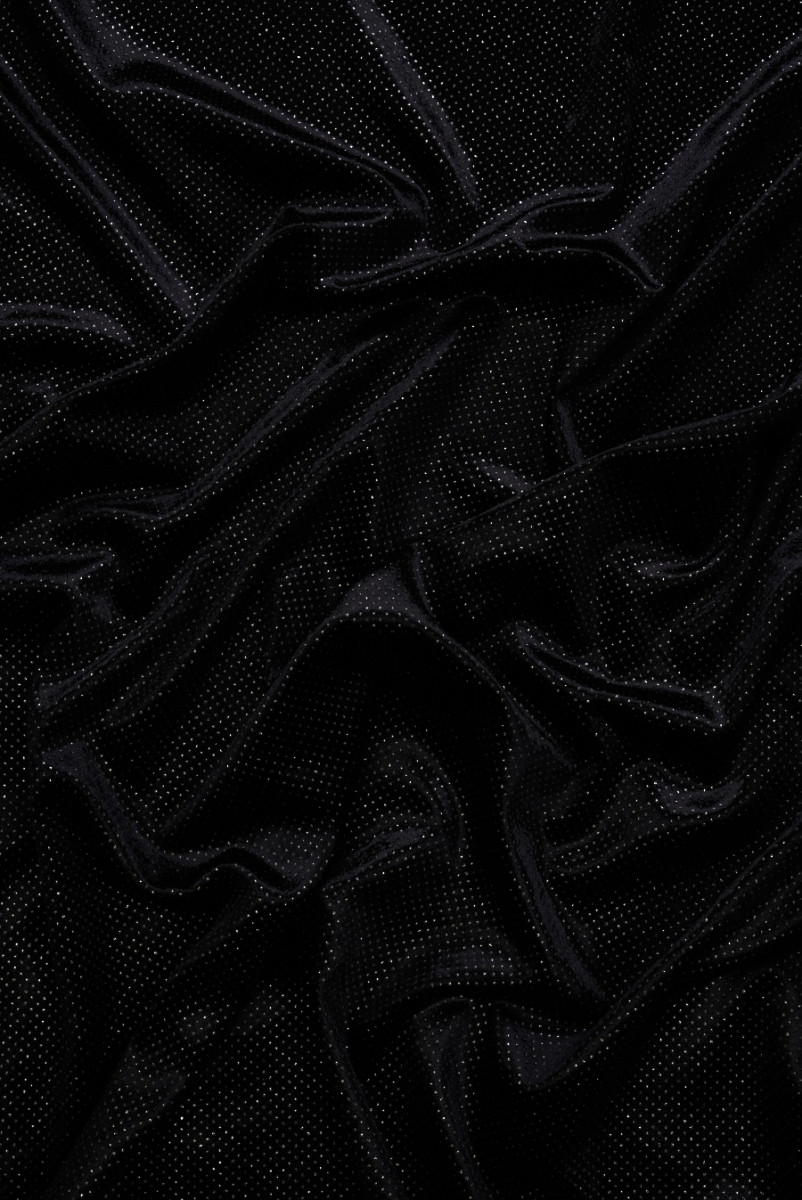 Velluto nero lucide a puntini