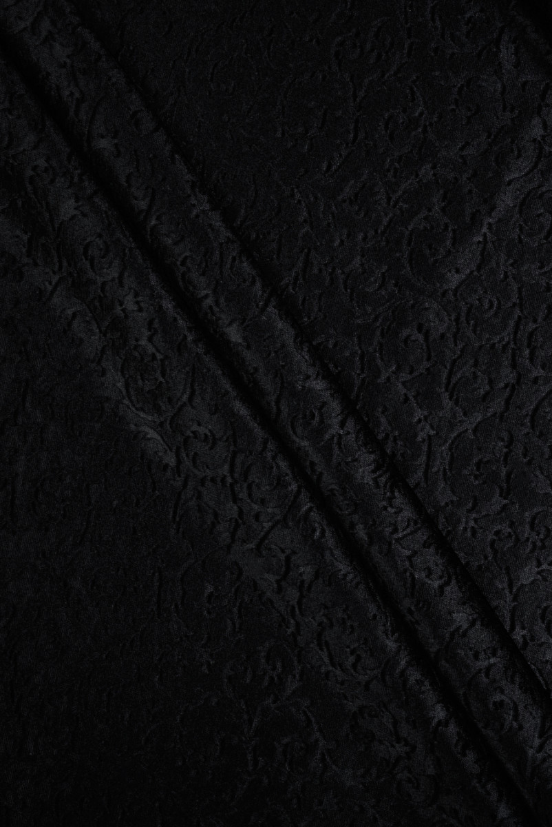 Embossed black velvet
