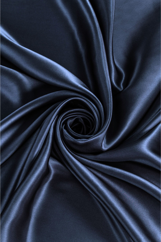 Silk satin el. light navy blue COUPON 50cm